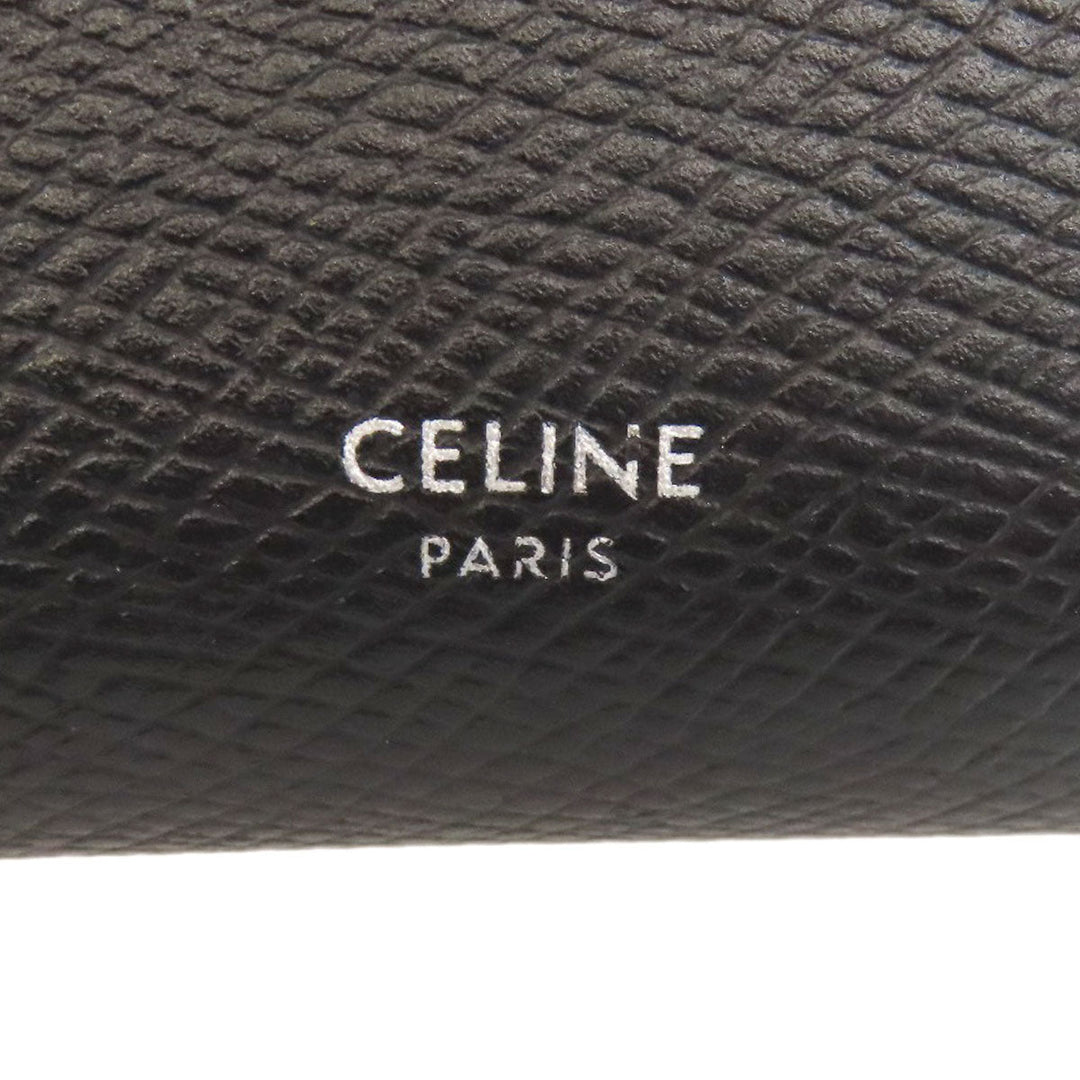 CELINE Bifold Wallet Calfskin black logo Women Used Authentic