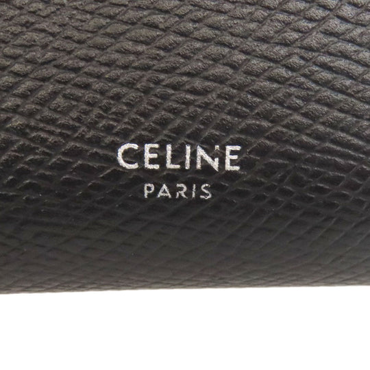 CELINE Bifold Wallet Calfskin black logo Women Used Authentic