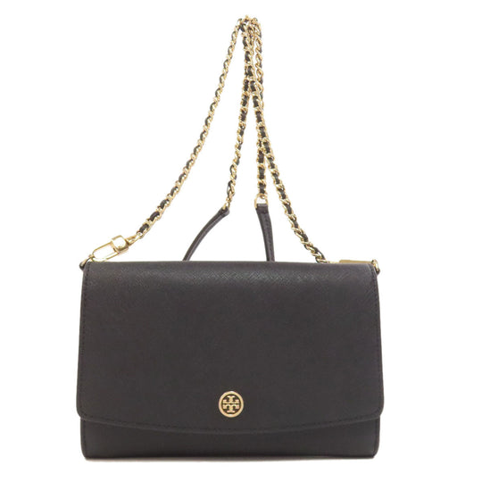 Tory Burch Long Wallet Purse PVC black Chain wallet Women Used Authentic