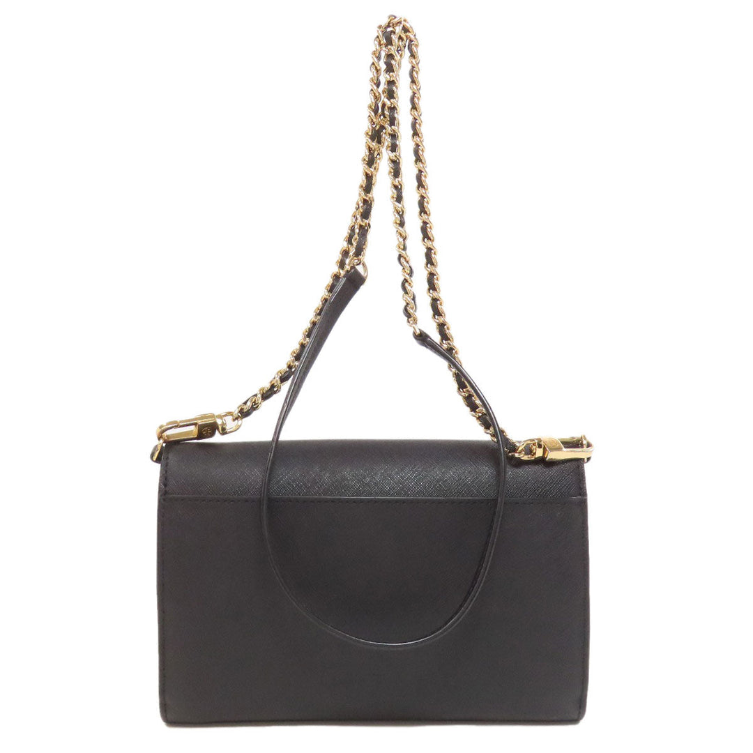 Tory Burch Long Wallet Purse PVC black Chain wallet Women Used Authentic