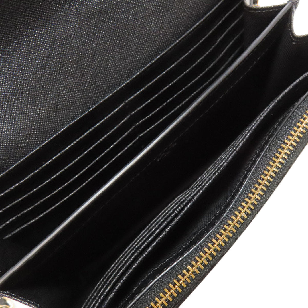 Tory Burch Long Wallet Purse PVC black Chain wallet Women Used Authentic