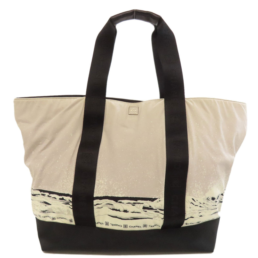 CHANEL Tote Bag Nylon white COCO Mark