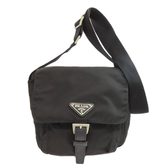 PRADA Shoulder Bag Nylon black logoMetal Women Used Authentic