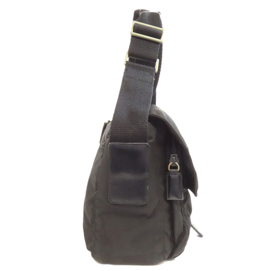 PRADA Shoulder Bag Nylon black logoMetal Women Used Authentic