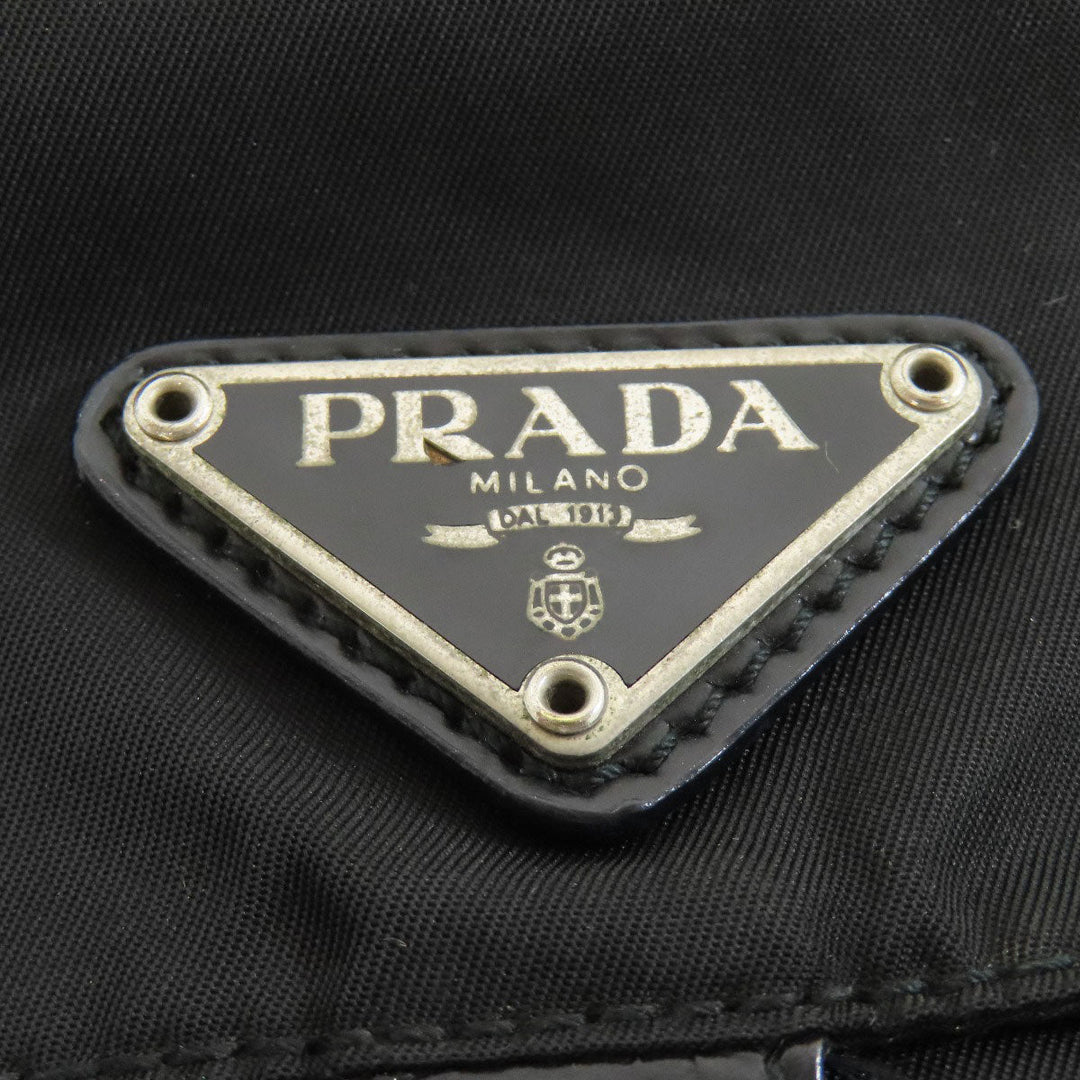PRADA Shoulder Bag Nylon black logoMetal Women Used Authentic
