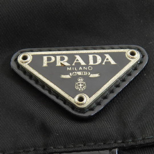 PRADA Shoulder Bag Nylon black logoMetal Women Used Authentic