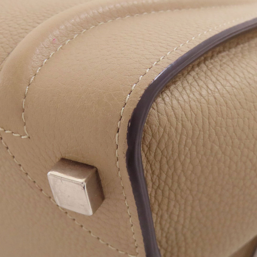 CELINE Handbag Calfskin beige Luggage micro