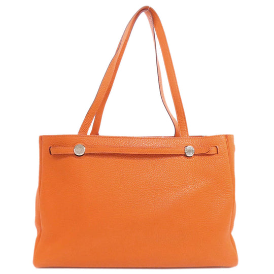 HERMES Tote Bag Taurillon Clemence Orange Cabana SilverMetal