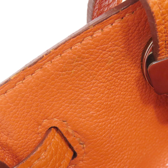 HERMES Tote Bag Taurillon Clemence Orange Cabana SilverMetal