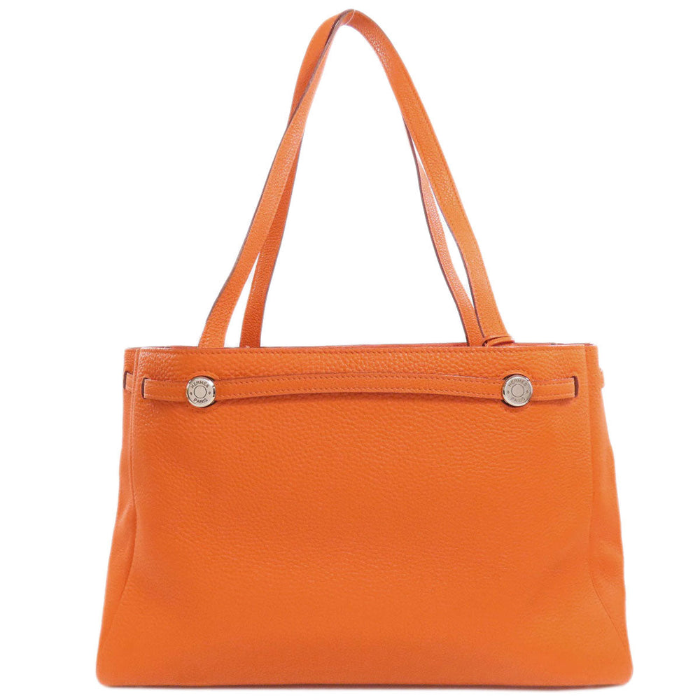 HERMES Tote Bag Taurillon Clemence Orange Cabana SilverMetal