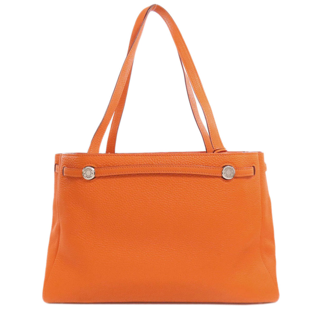 HERMES Tote Bag Taurillon Clemence Orange Cabana SilverMetal
