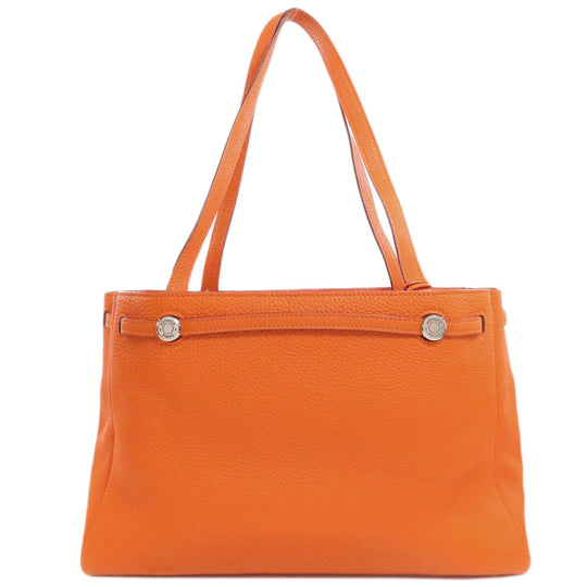 HERMES Tote Bag Taurillon Clemence Orange Cabana SilverMetal