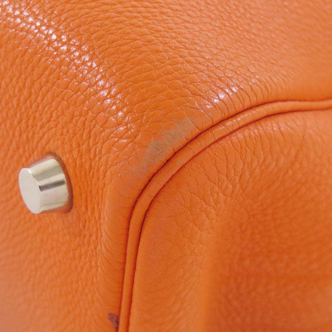 HERMES Tote Bag Taurillon Clemence Orange Cabana SilverMetal
