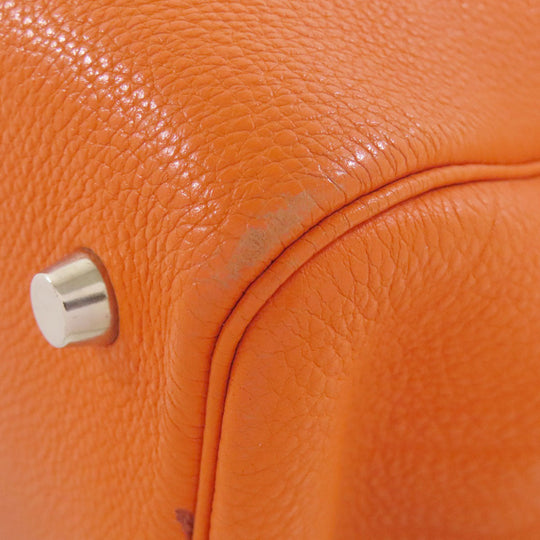 HERMES Tote Bag Taurillon Clemence Orange Cabana SilverMetal