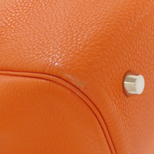HERMES Tote Bag Taurillon Clemence Orange Cabana SilverMetal
