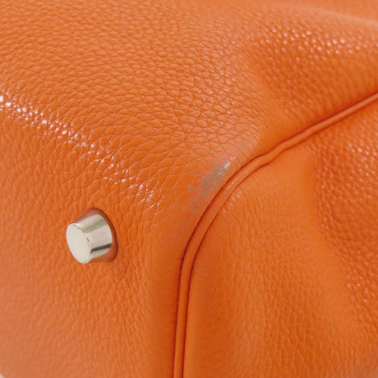HERMES Tote Bag Taurillon Clemence Orange Cabana SilverMetal