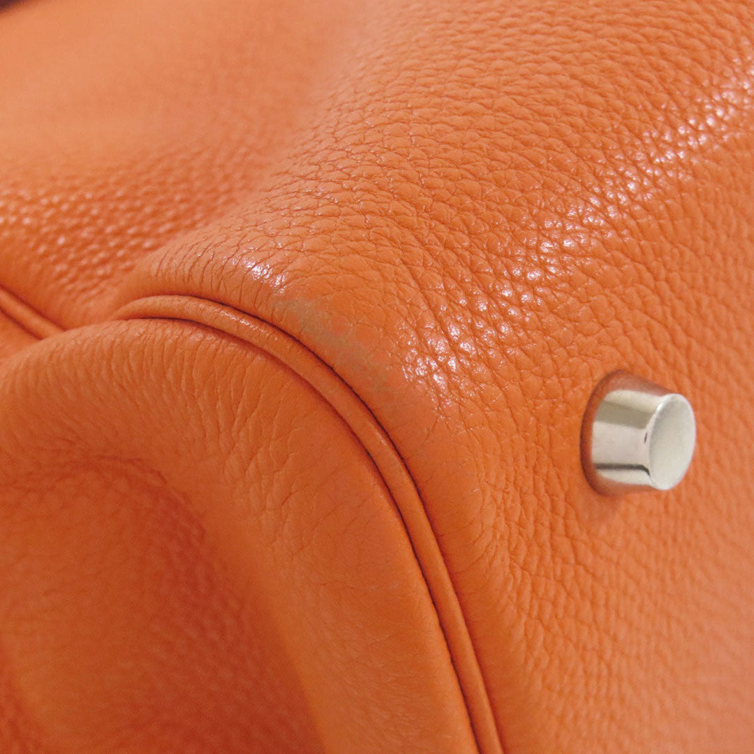 HERMES Tote Bag Taurillon Clemence Orange Cabana SilverMetal