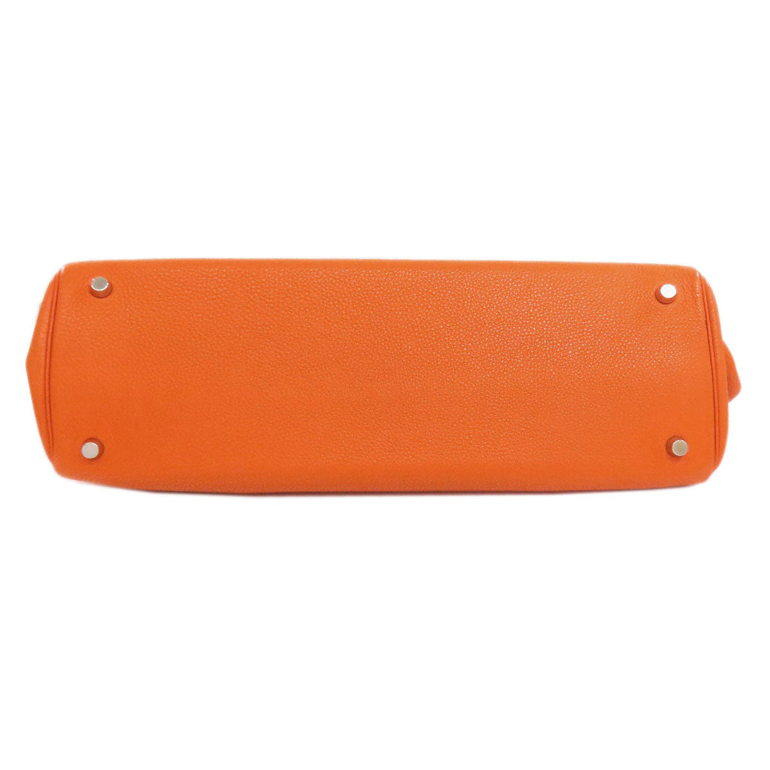 HERMES Tote Bag Taurillon Clemence Orange Cabana SilverMetal