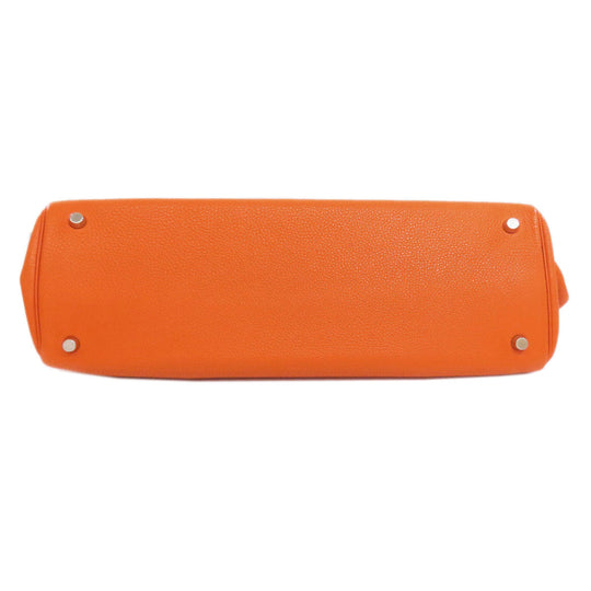 HERMES Tote Bag Taurillon Clemence Orange Cabana SilverMetal
