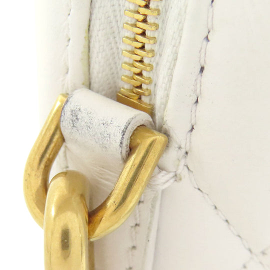 BALENCIAGA Shoulder Bag leather white quilting Women Used Authentic
