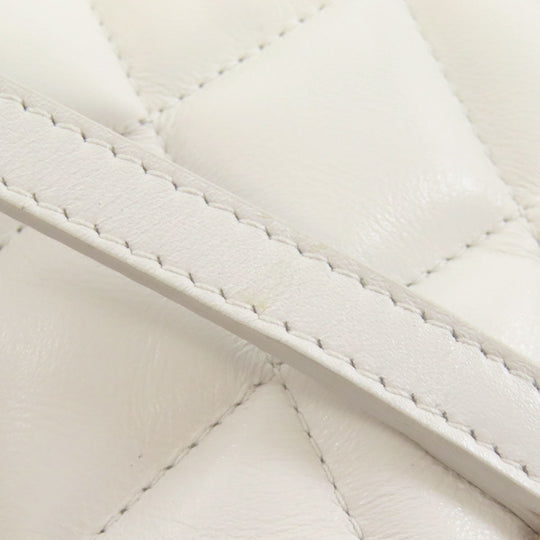 BALENCIAGA Shoulder Bag leather white quilting Women Used Authentic