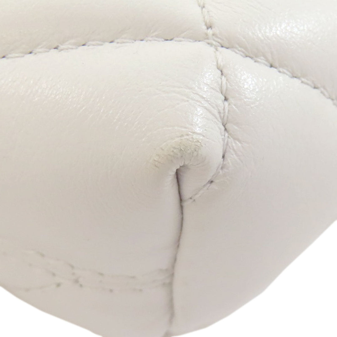 BALENCIAGA Shoulder Bag leather white quilting Women Used Authentic