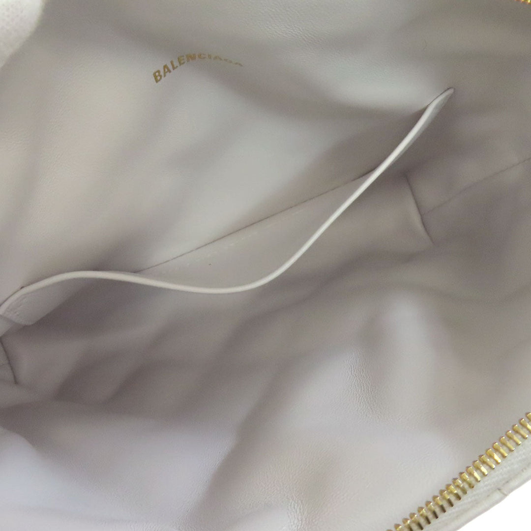 BALENCIAGA Shoulder Bag leather white quilting Women Used Authentic