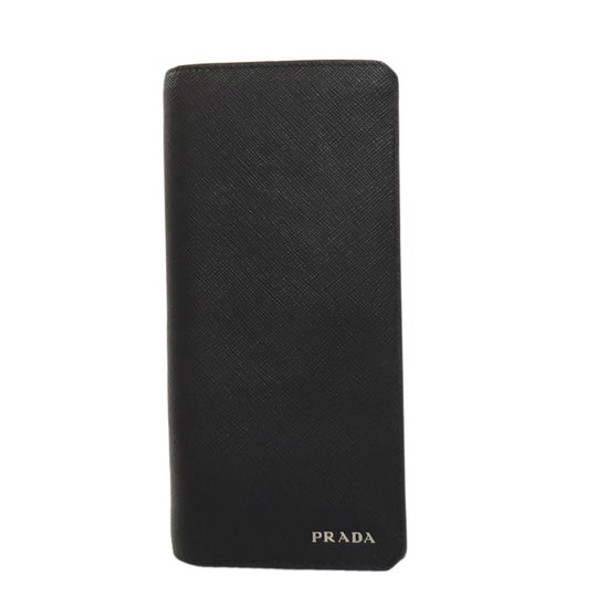 PRADA Long Wallet Purse 2MV835 Safiano black logo mens Used Authentic