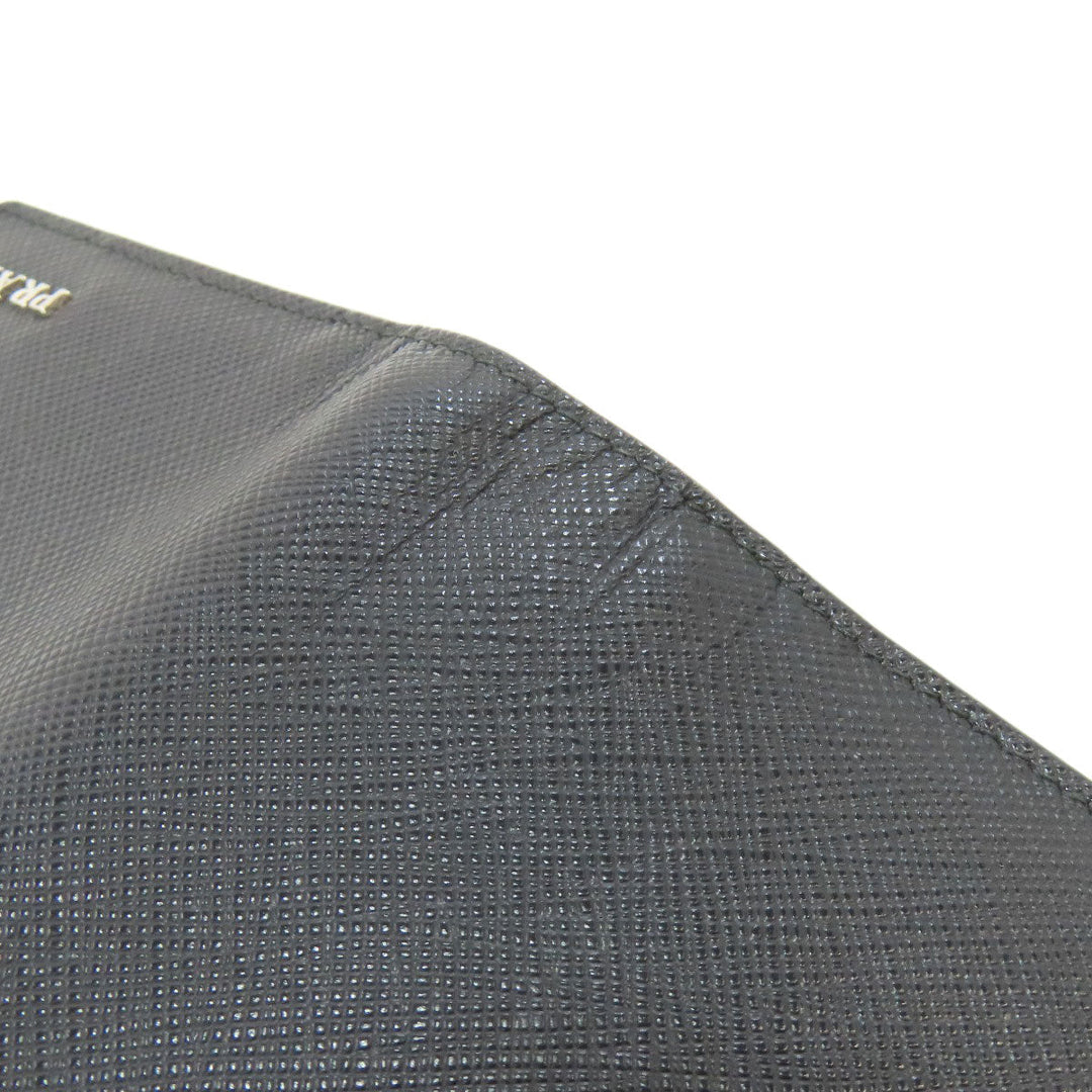 PRADA Long Wallet Purse 2MV835 Safiano black logo mens Used Authentic