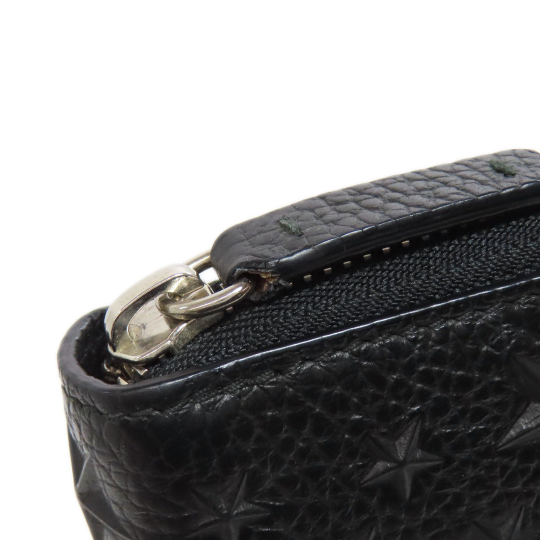 JIMMY CHOO Long Wallet Purse leather black Star motif Women Used Authentic