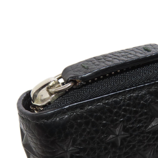 JIMMY CHOO Long Wallet Purse leather black Star motif Women Used Authentic