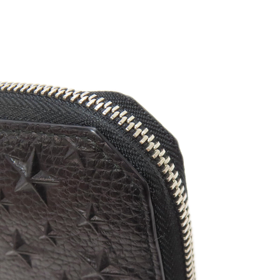 JIMMY CHOO Long Wallet Purse leather black Star motif Women Used Authentic
