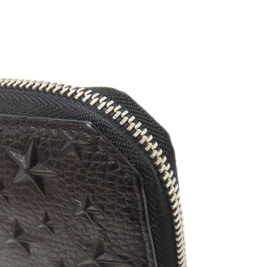 JIMMY CHOO Long Wallet Purse leather black Star motif Women Used Authentic