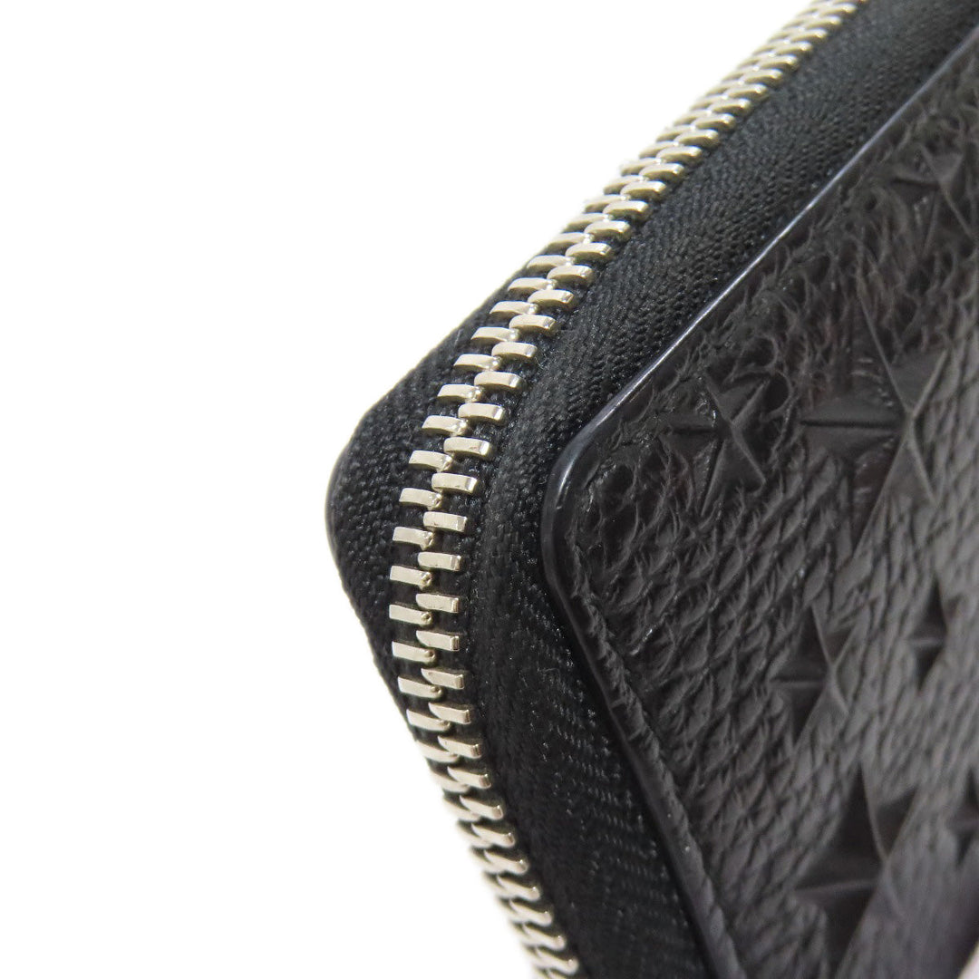JIMMY CHOO Long Wallet Purse leather black Star motif Women Used Authentic