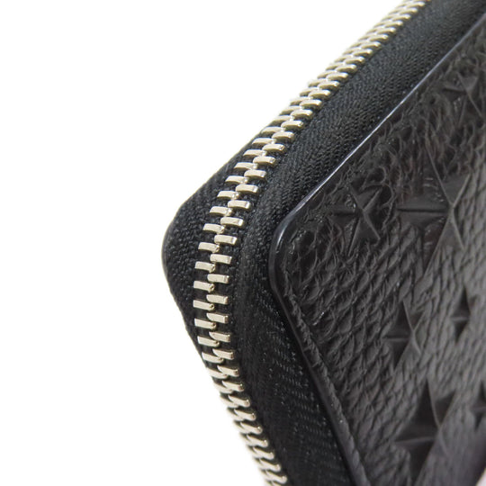 JIMMY CHOO Long Wallet Purse leather black Star motif Women Used Authentic