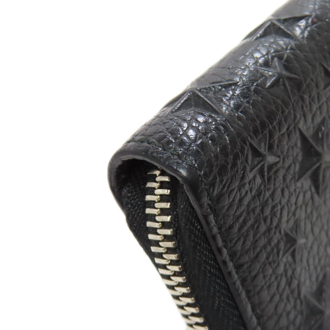 JIMMY CHOO Long Wallet Purse leather black Star motif Women Used Authentic