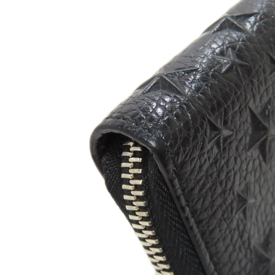JIMMY CHOO Long Wallet Purse leather black Star motif Women Used Authentic