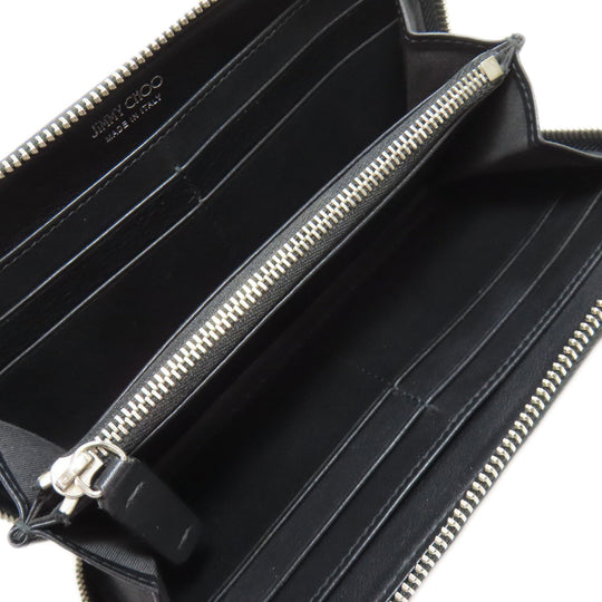 JIMMY CHOO Long Wallet Purse leather black Star motif Women Used Authentic
