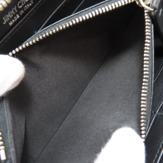 JIMMY CHOO Long Wallet Purse leather black Star motif Women Used Authentic