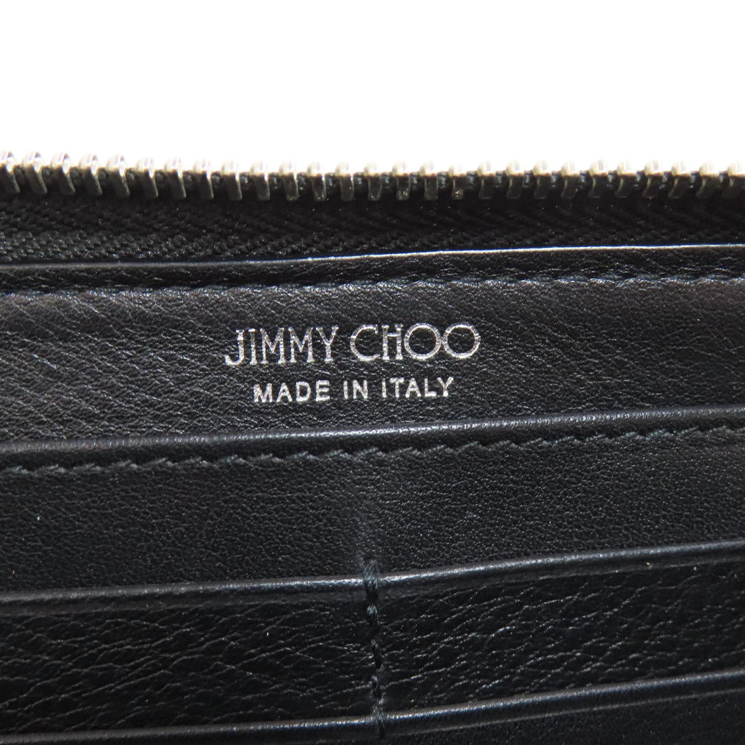 JIMMY CHOO Long Wallet Purse leather black Star motif Women Used Authentic