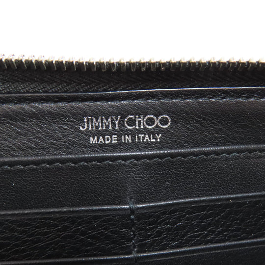 JIMMY CHOO Long Wallet Purse leather black Star motif Women Used Authentic