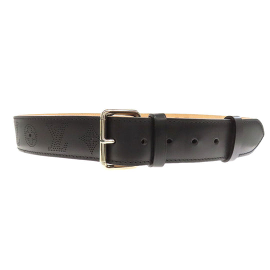 LOUIS VUITTON belt M6931 Mahina leather black Suntur/Perfo mens Used Authentic