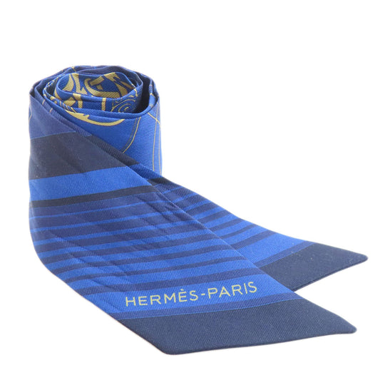 HERMES scarf silk Navy Twilly