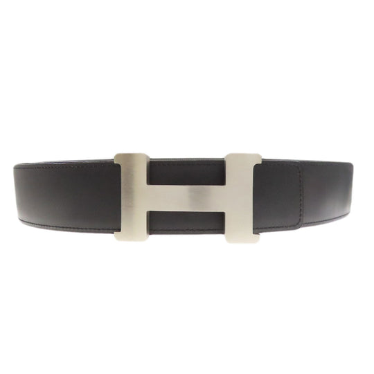 HERMES belt Box scarf black H Belt Silver Metal