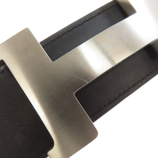 HERMES belt Box scarf black H Belt Silver Metal