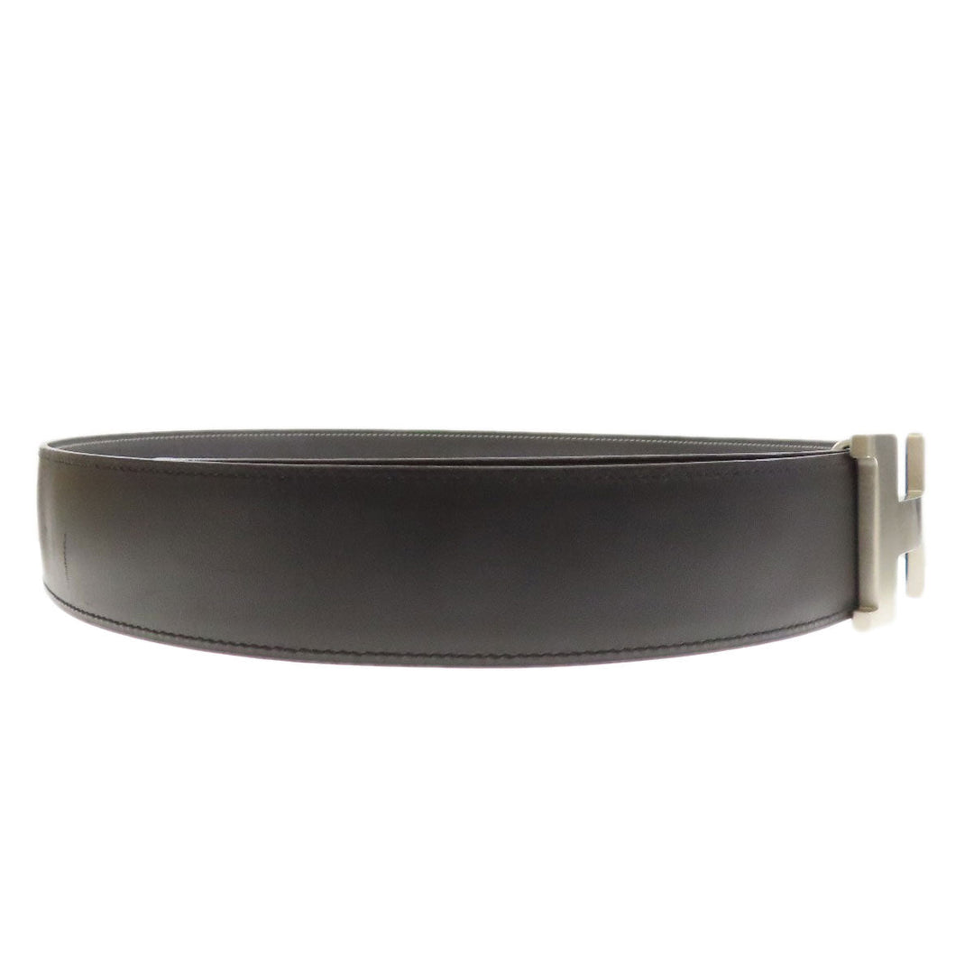 HERMES belt Box scarf black H Belt Silver Metal