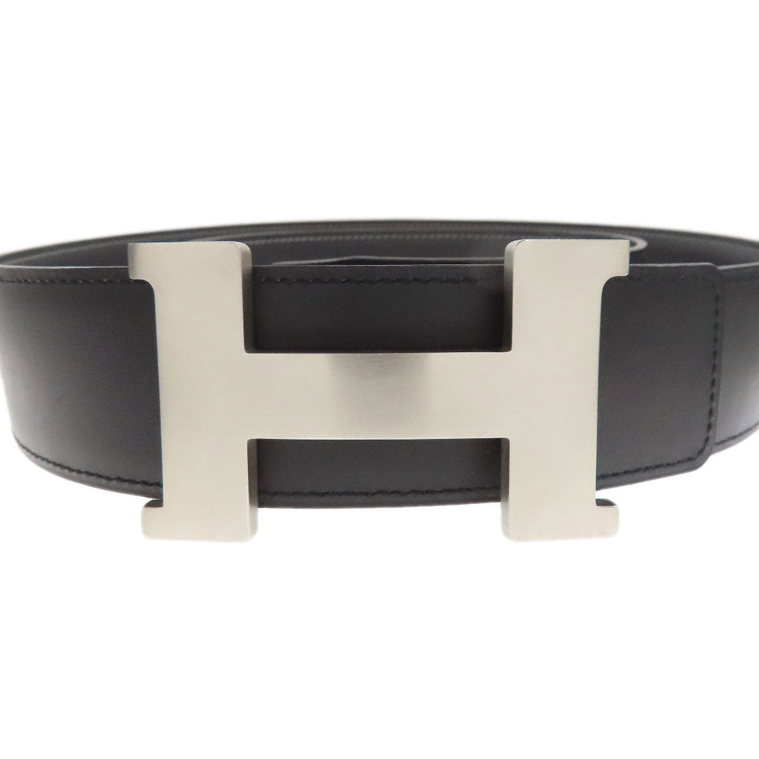 HERMES belt Box scarf black H Belt Silver Metal