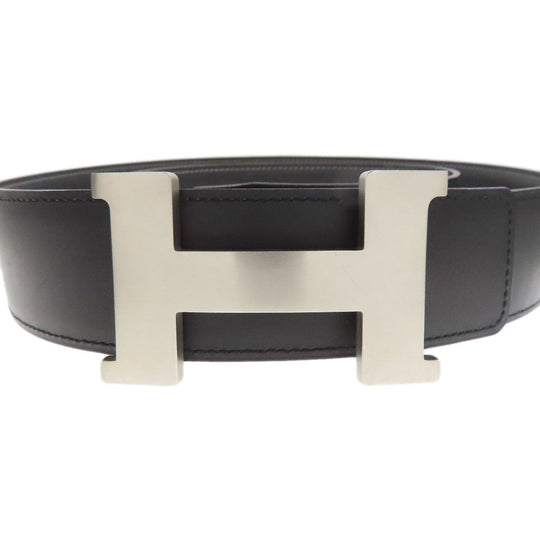 HERMES belt Box scarf black H Belt Silver Metal
