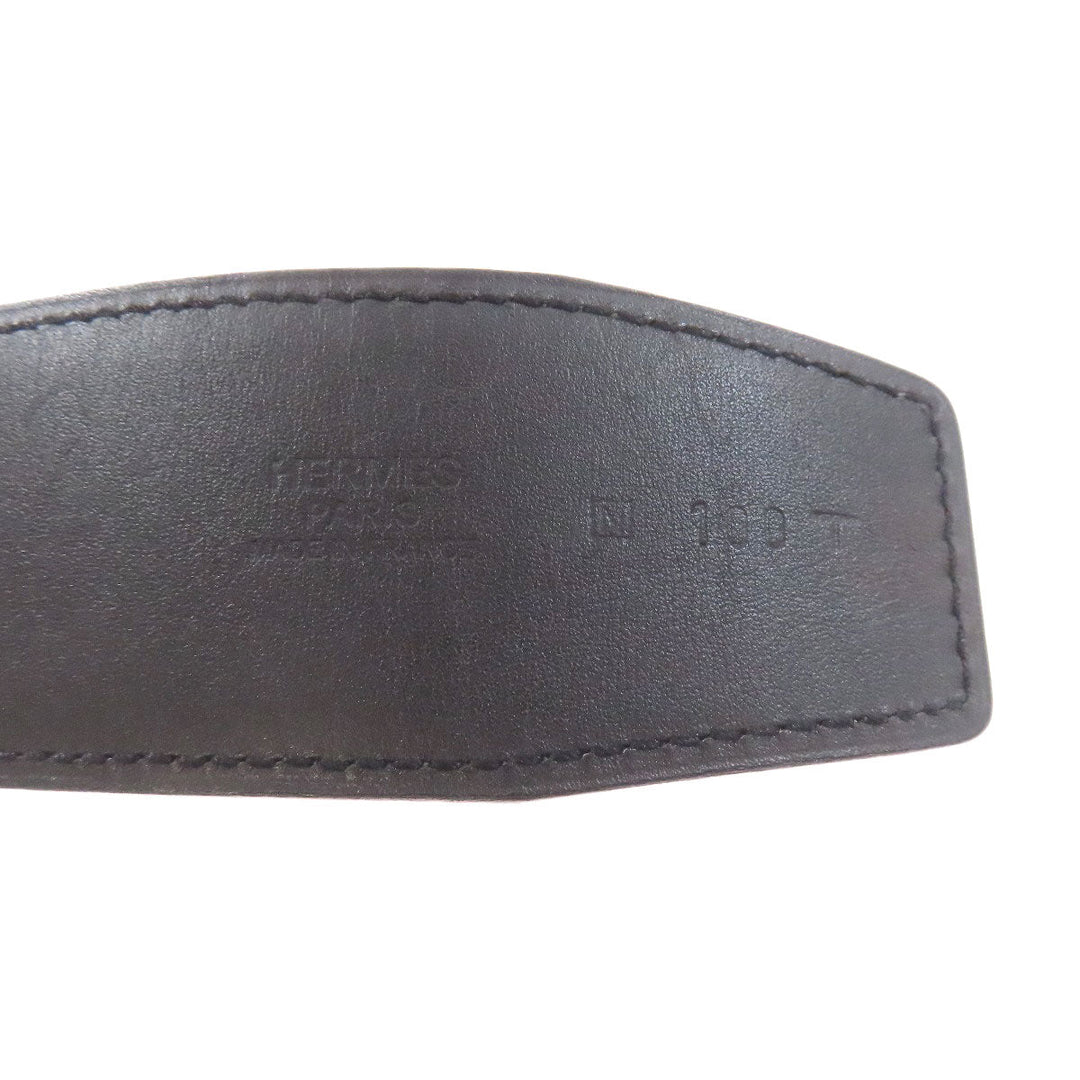 HERMES belt Box scarf black H Belt Silver Metal