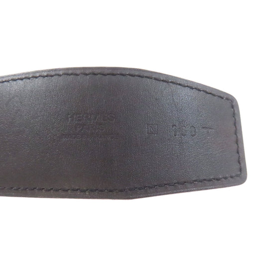 HERMES belt Box scarf black H Belt Silver Metal